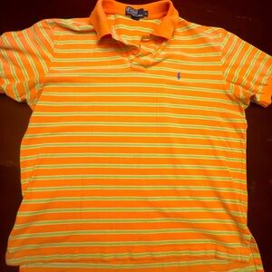 Polo by Ralph Lauren Orange and Blue Striped Polo Shirt